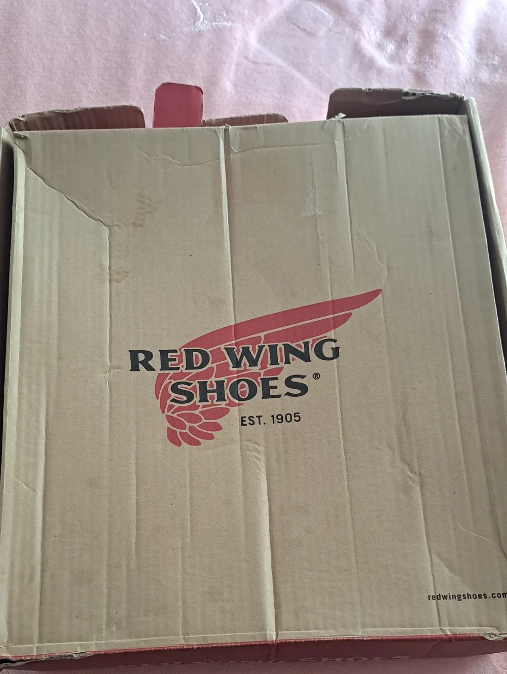 Red Wing Shoes Brown Lace-Up Work Boots with Black Toe Caps